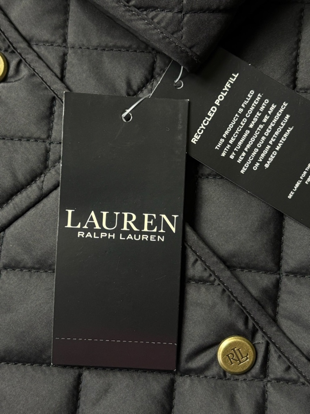 NWT Lauren Ralph Lauren Black Label Quilted Snap Front Barn Jacket • Black • L - Picture 14 of 15